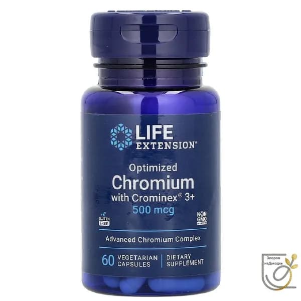 Оптимизированный хром с Crominex 3+, 500 мкг, 60 вегетарианских капсул