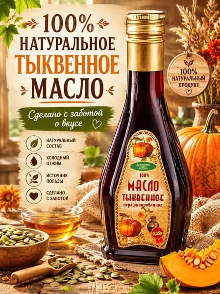Масло Тыквенное,100%, нерафинированное. "АЖ" 250мл