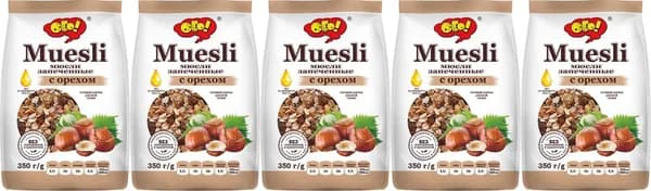 Мюсли Ого! запеченные с орехом, комплект: 5 упаковок по 350 г