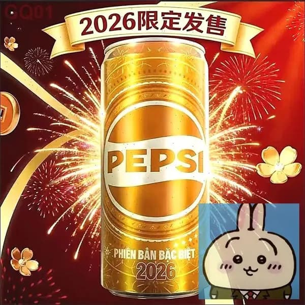 Золотая коллекционная банка газированного напитка Pepsi 2026 года