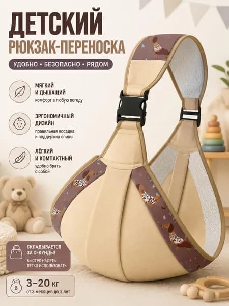 Детский слинг переноска с дышащей сеткой эргономичный для новорожденных регулируемые ремни