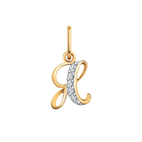 Золотая подвеска-буква Я DIAMANT-ONLINE с фианитом 585 пробы