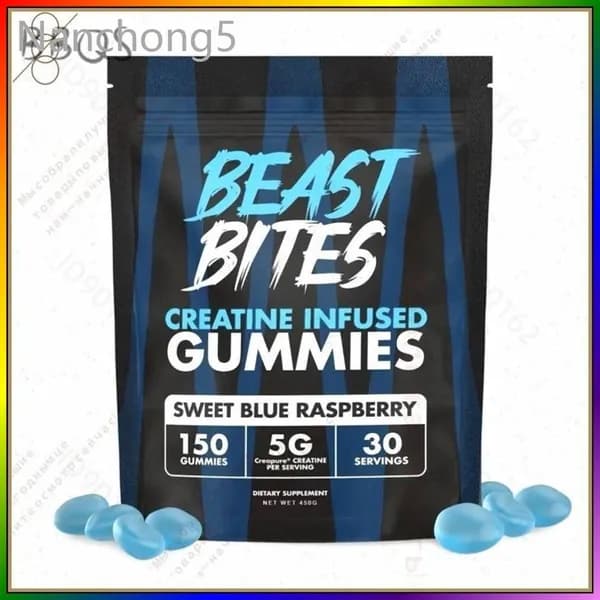 Beast Bites Creatine Gummies 150 штук вкус Голубая малина , размер порции 307
