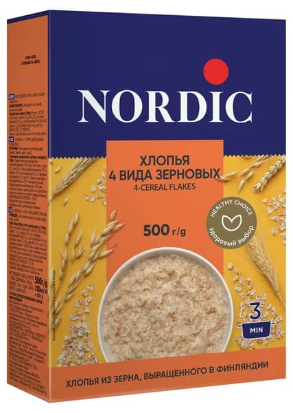 Хлопья Nordic 4 вида зерновых, 500 г x 1 шт