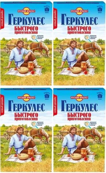 Хлопья Русский Продукт Геркулес овсяные быстрого приготовления, комплект: 4 упаковки по 420 г
