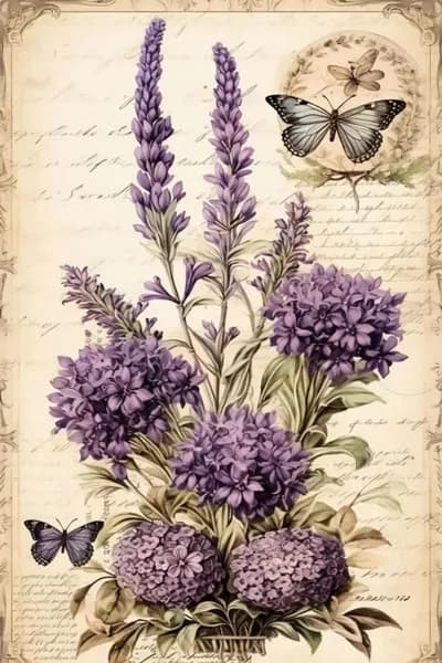 Табличка из алюминия "Лаванда и бабочки", винтажное панно для интерьера, подарок маме, 20x30 см