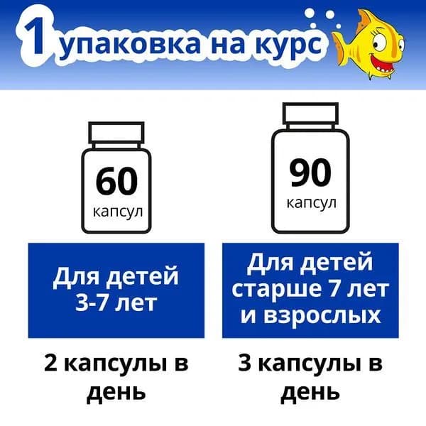Детский рыбий жир Кусалочка, капсулы 500 мг, 60 шт.