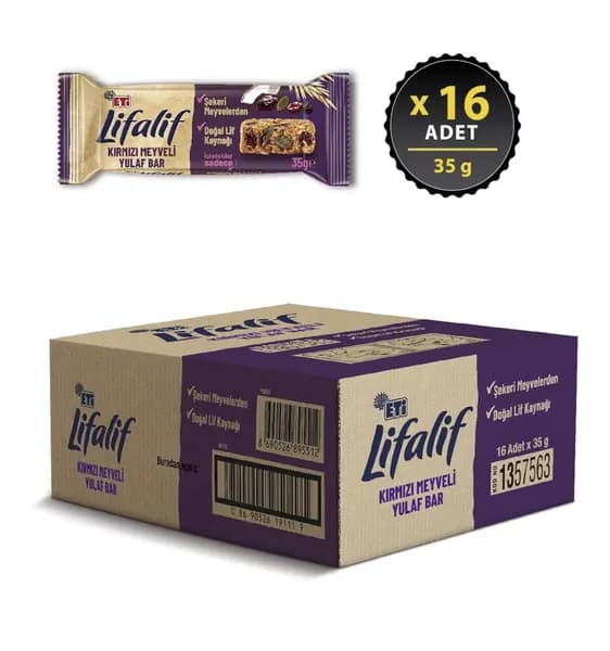 Овсяные батончики Eti Lifalif с красными фруктами 35 г x 16 штук.