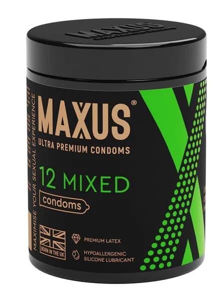 Презервативы в пластиковом контейнере микс-набор MAXUS Mixed X-Edition - 1 уп (12 шт)