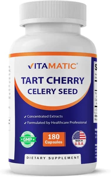 Vitamatic Tart Cherry 20X Экстракт с семенами сельдерея 10-кратный концентрированный экстракт - - 180 растительных капсул