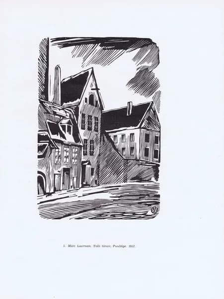 Эстония. Таллин (Таллинн). Улица Толли. Мярт Лаарман. Антикварная цинкография. СССР, 1959 г.