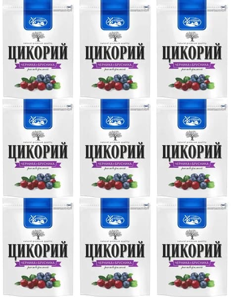 Хуторок Цикорий натуральный Черника и брусника, 100 г, 9 уп