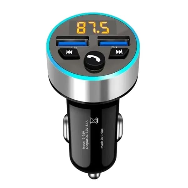 1 набор Автомобильный MP3-плеер с Bluetooth, круглый (3.1A, PD) - серебряный