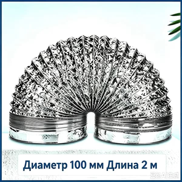 Гофрированный алюминиевый дымоход 100 мм 2 м, гибкий шланг для кухонной вытяжки, воздуховод для вытяжки плиты