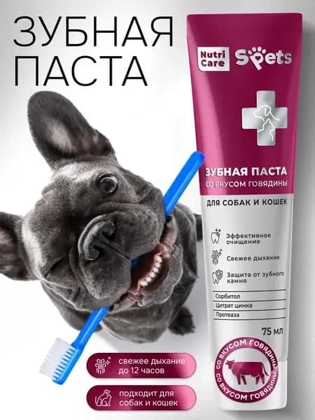 Зубная паста для собак и кошек со вкусом говядины 75 мл