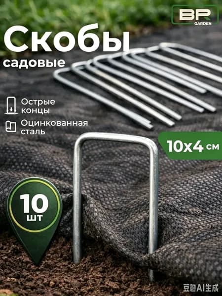 Скобы садовые100 х 40мм, Оцинкованная сталь, 10 шт