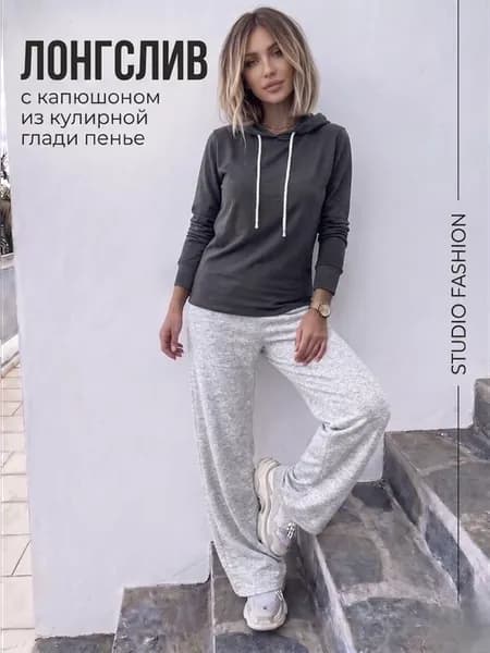Лонгслив свитшот с длинным рукавом и капюшоном