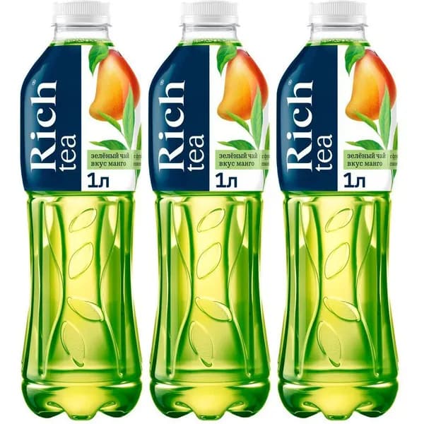 Холодный чай Rich зеленый с манго 1 л, набор: 3 штуки