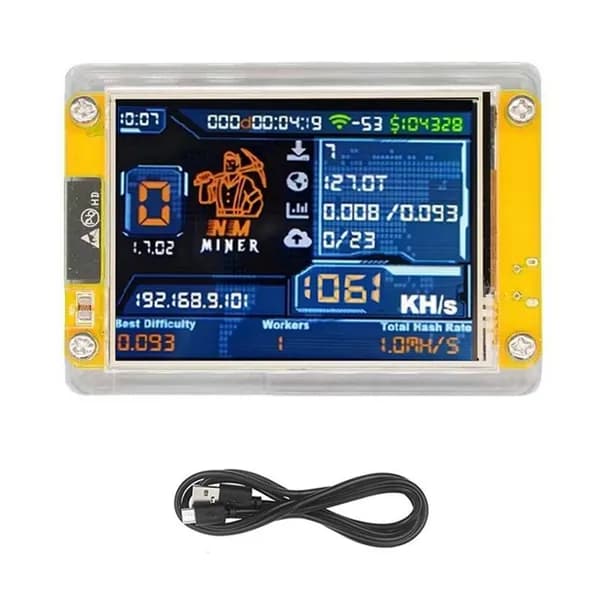 Модернизированный Bitcoin Crypto Solo Miner 1060KH/S 2,8-Дюймовый Смарт-Дисплей NMMiner Harshrate
