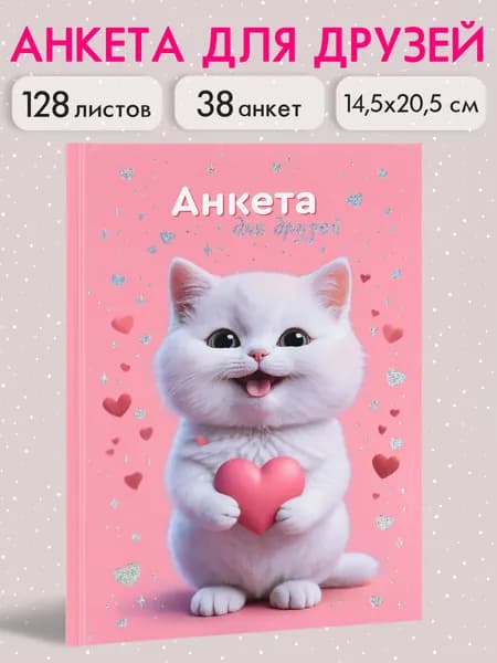 Анкета для друзей А5 в твердом переплете под глянцевой ламинацией 128л