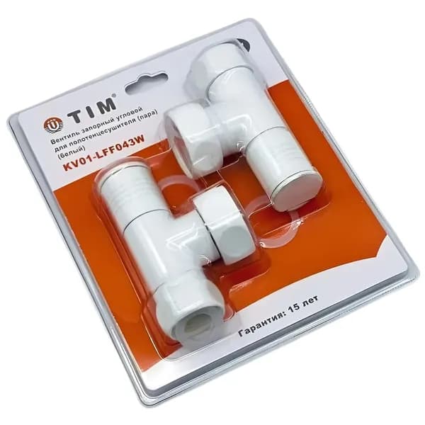 Кран для полотенцесушителя белый 1/2" - 1'' TIM, угловой