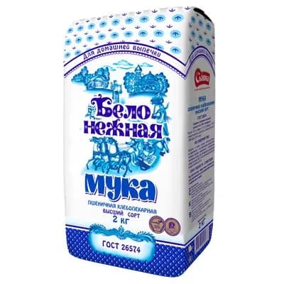 Мука Славна Бело-Нежная пшеничная хлебопекарная высший сорт, 2кг
