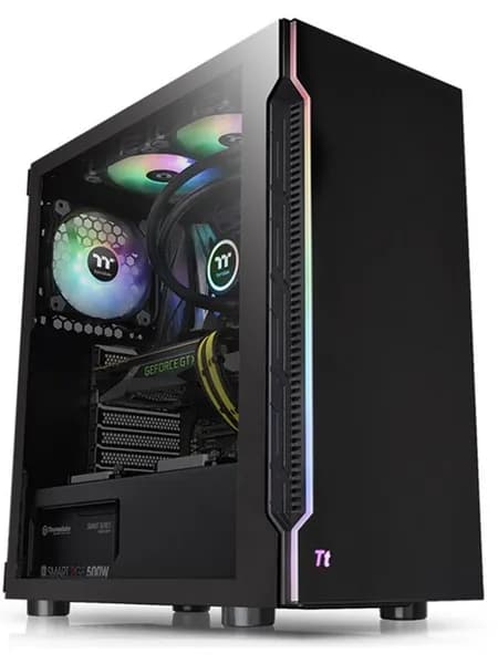 Компьютерный корпус Thermaltake H200 TG RGB CA-1M3-00M1WN-00 черный, ATX / Mini-ITX / Micro-ATX, стеклянная боковая панель, поддержка видеокарт до 320 мм, без блока питания