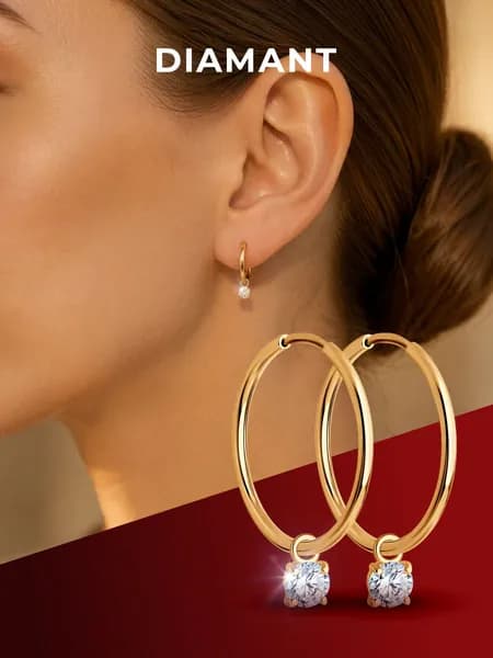 Серьги конго золотые женские 375 пробы ювелирные Diamant, сережки кольца с фианитами