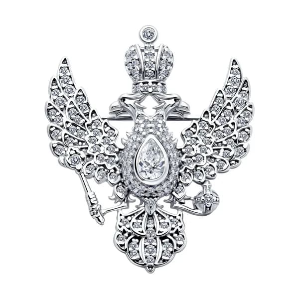 Серебряная брошь DIAMANT-ONLINE с фианитом 925 пробы