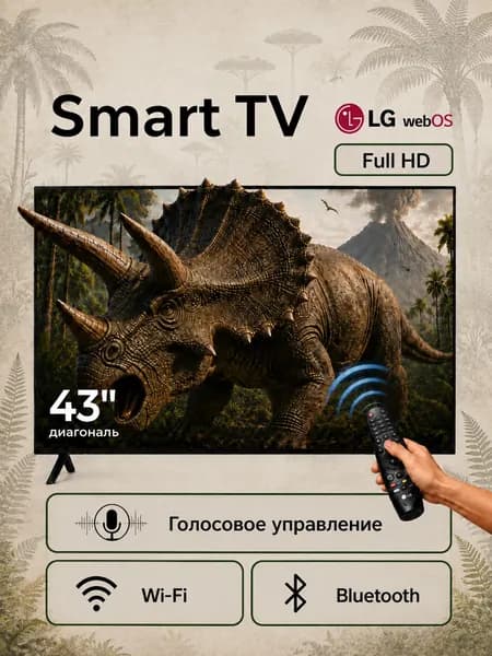 SMART TV Телевизор 43″ Full HD, черный