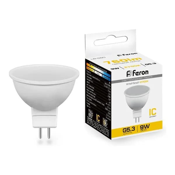 Светодиодная лампа FERON 9W 230V G5.3 2700K, LB-560 25839