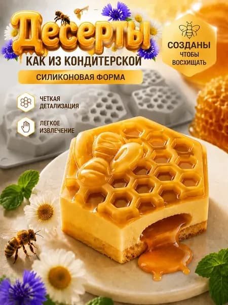 Силиконовая форма для муссовых пирожных и десертов Пчелы