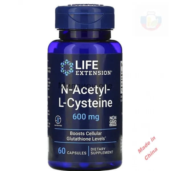 Life Extension N-Acetyl-L-Cysteine 600 мг 60 вегетарианских капсул