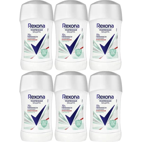 Антиперспирант стик Rexona Антибактериальная свежесть женский 40 мл, набор: 6 штук