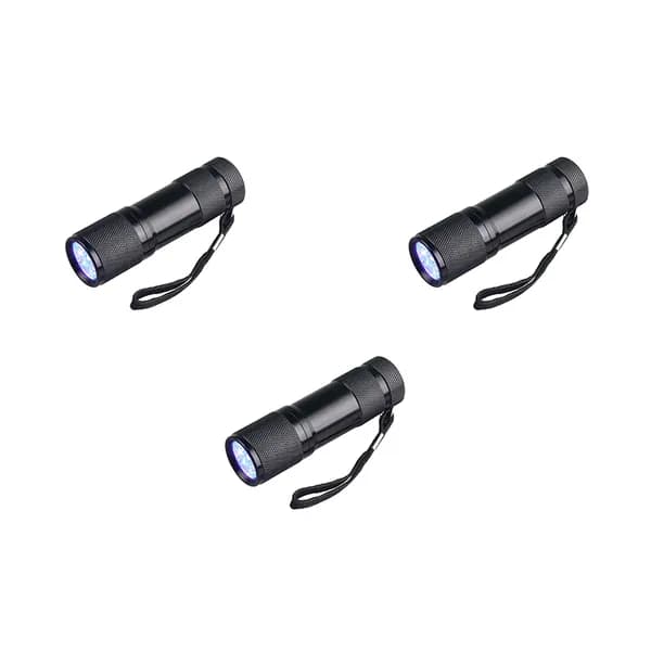 Фонарик Ультрафиолетовый для проверки денег, купюр (УФ детектор банкнот), цвет черный (Набор 3 шт.)