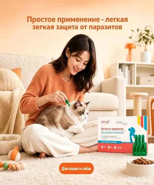 Капли от блох и клещей для собак мелких пород, 3 ампулы