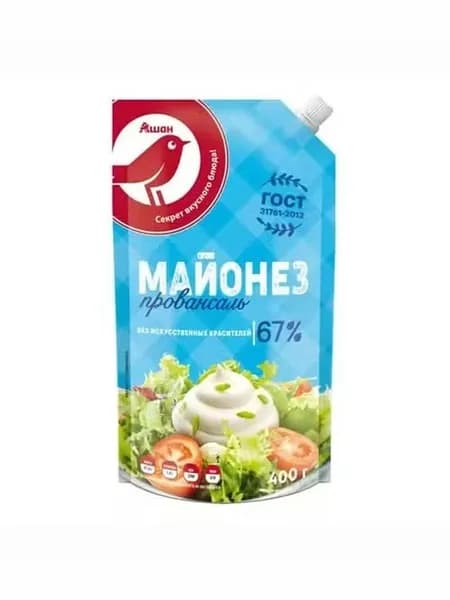 Майонез АШАН Красная птица Провансаль 67% 400 г