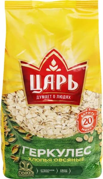 Хлопья ЦАРЬ Геркулес овсяные пакет (Россия) 400г