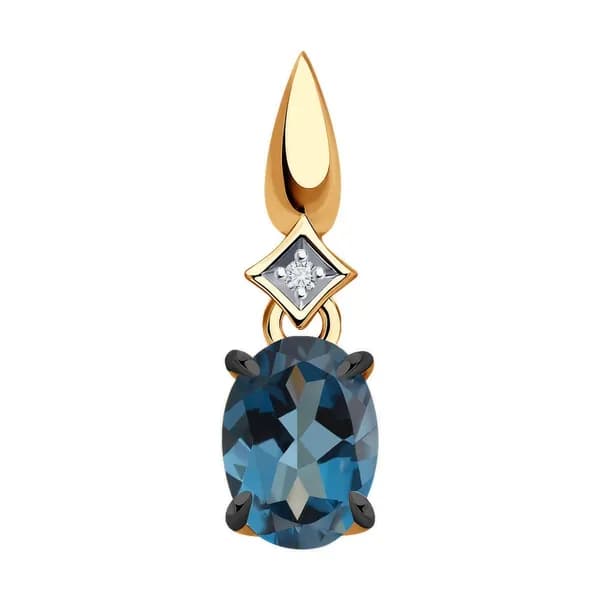Золотая подвеска DIAMANT-ONLINE с фианитом и Лондон топазом 585 пробы