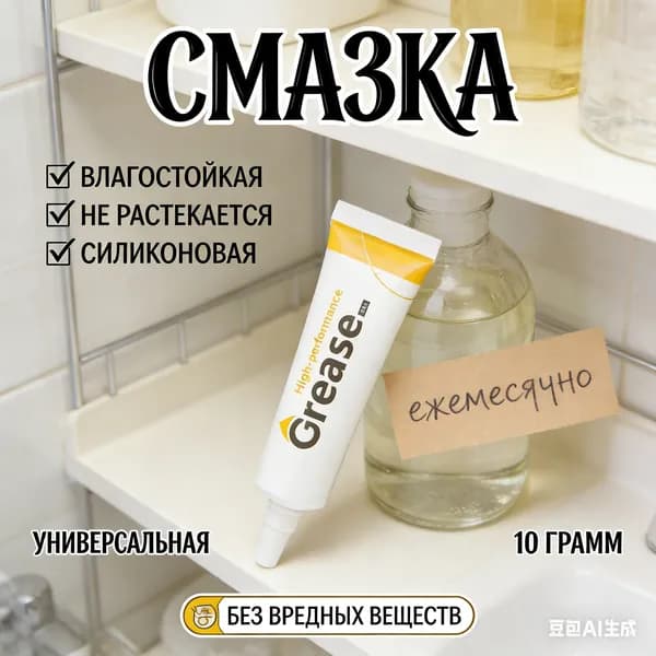 Универсальная смазка для роликов душевой кабины силиконовая влагостойкая