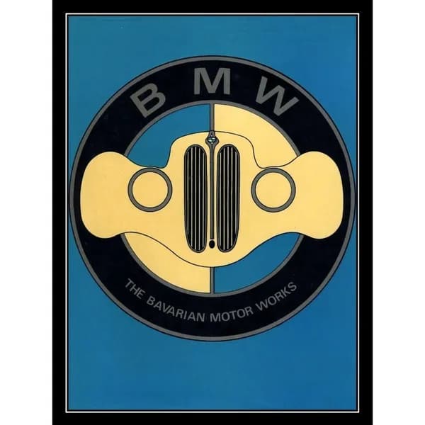 Табличка "BMW The Bavarian Motor Works (ретро)", металл, декор для гаражей, 20х30 см.
