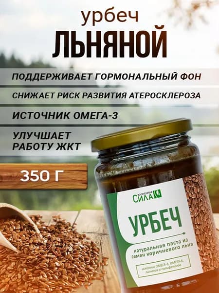 Урбеч из семян льна "Льняной" натуральный источник Омега-3 для молодости и долголетия. НТК Жизненная сила, 350 г