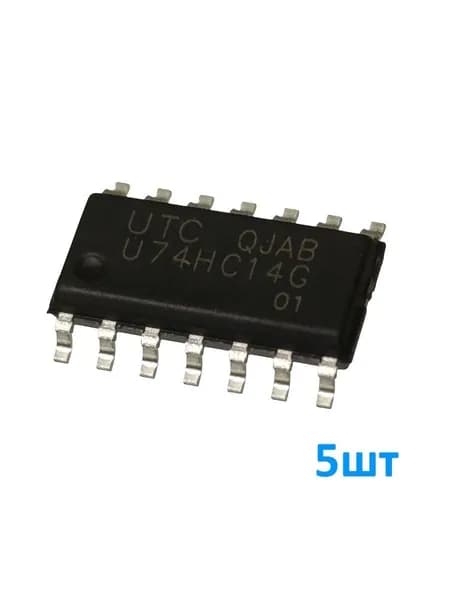 74HC14D 5шт, (U74HC14G, К1564ТЛ2), Микросхема, 6 инвертирующих триггеров Шмитта, корпус SO-14, партномер U74HC14G