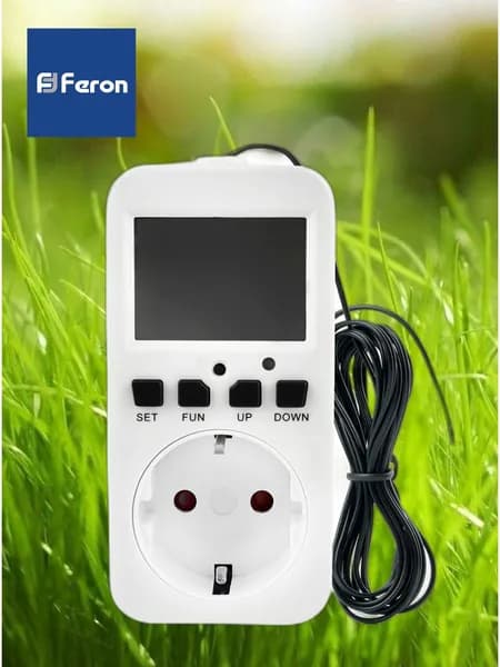 Розетка с таймером Feron TM27 электронная с датчиком контроля температуры Мощность 3600W/16A