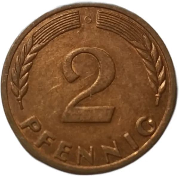 Монета Германия 2 пфеннига 1968