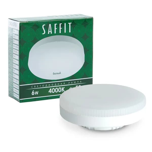 Лампа светодиодная GX53 мощность 6W цвет 4000К белый свет SAFFIT SBGX5306 55195 Упаковка 1 штука
