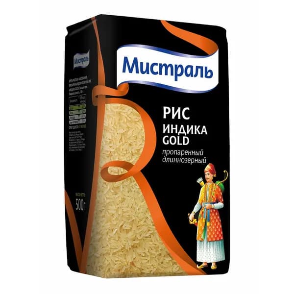 Рис Мистраль Индика Gold пропаренный длинозерный 500 г