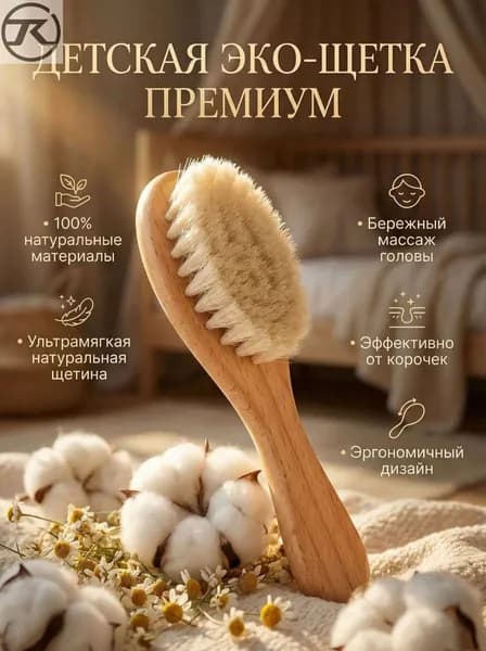Детская расческа для новорожденных малышей с натуральной козьей щетиной