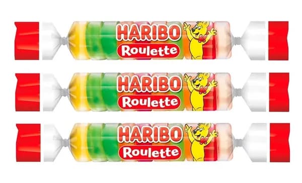 Мармелад жевательный Haribo Roulette Fruit / Рулетка со вкусом фруктов, 3 шт. по 25 гр. (Германия)