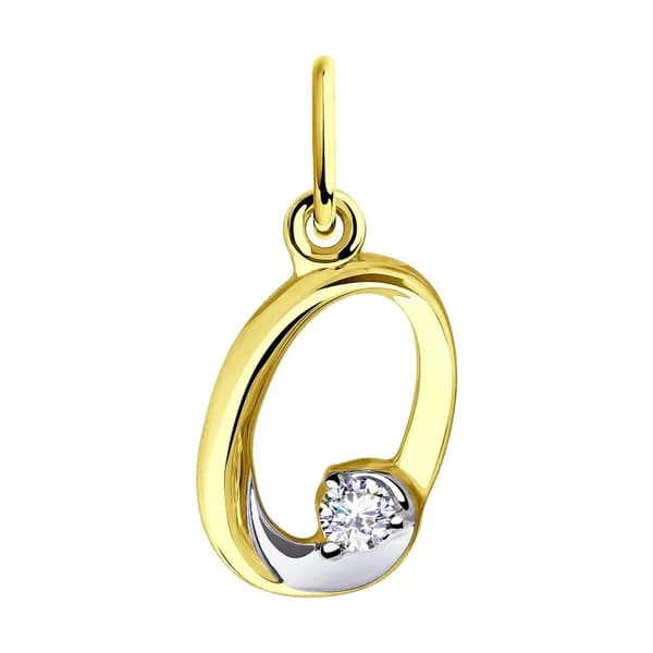 Diamant, Подвеска (кулон) из желтого золота с фианитом, 53-130-00551-1, буквы, 585 проба